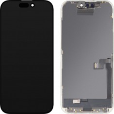 Display cu Touchscreen MP compatibil cu Apple iPhone 16 Pro, cu Rama, Versiune OLED FHD IC Movable, Negru