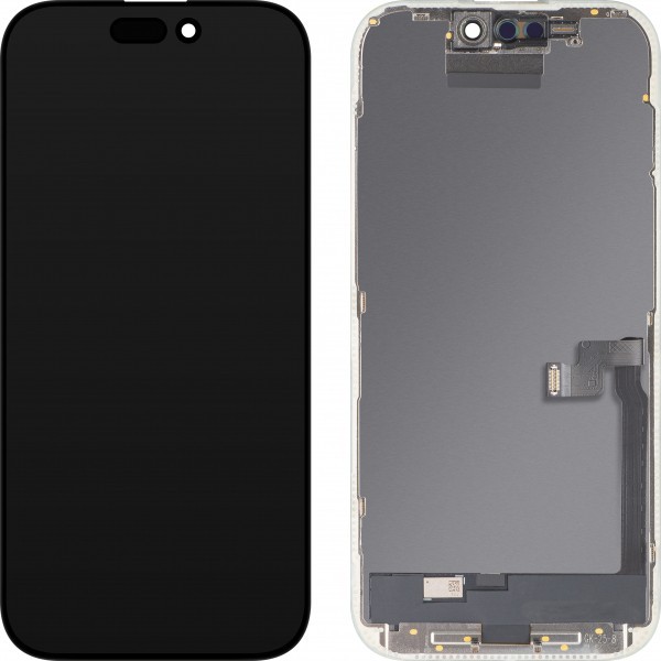 Display cu Touchscreen MP compatibil cu Apple iPhone 16 Pro, cu Rama, Versiune OLED FHD IC Movable, Negru
