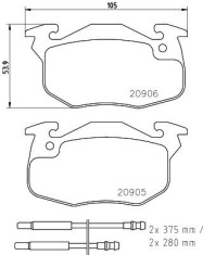 Placute frana Citroen Ax (Za-), C15 (Vd-), Zx (N2); Peugeot 106 (1a, 1c), 306 (7b, N3, N5), 405 (15e / 4E) SRLine parte montare : Punte fata