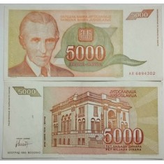 Iugoslavia 1993 - 5000 dinara, circulata