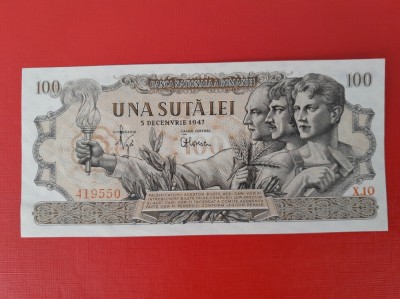 Bancnota 100 lei 5 Decembrie 1947 - filigran RPR - UNC foto