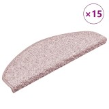 Cumpara ieftin Covorase pentru scari, 15 buc., 65x21x4 cm, roz deschis, semirotunde, mari