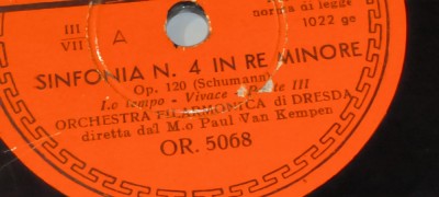 PLACA GRAMOFON / PATEFON. CETRA SINFONIA NR 4 - IN RE MINORE OP 120 SCHUMANN foto