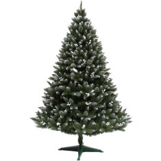Brad Artificial de Craciun Molid HollyWhite Verde cu Fructe Albe si Zapada pe Varfuri 180cm foto