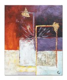 Cumpara ieftin Tablou abstract pictat manual, Compozitie abstracta 2, 60x50cm ulei pe panza in relief efect 3D, gata de agatat pe perete