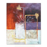 Tablou abstract pictat manual, Compozitie abstracta 2, 60x50cm ulei pe panza in relief efect 3D, gata de agatat pe perete