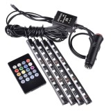 Set 4 benzi LED RGB, 9LED/banda, 12V, telecomanda, senzor, Universal