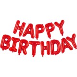 Set baloane din folie metalizata, flippy, model happy birthday, litere de 40 cm, baloane party, ambalaj individual, pai, ata si adeziv incluse, umflar
