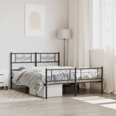 vidaXL Cadru pat metalic cu tăblie de cap/picioare, negru, 120x190 cm 355282