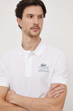 Cumpara ieftin Lacoste tricou polo barbati, culoarea alb, cu imprimeu