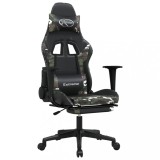Cumpara ieftin Scaun de gaming cu suport picioare, negru/camuflaj, piele eco