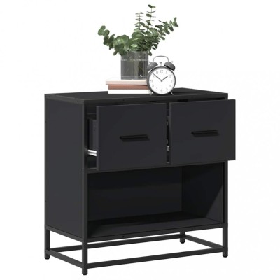 vidaXL Noptiera neagra 60x31x60 cm lemn prelucrat si metal 848694 foto