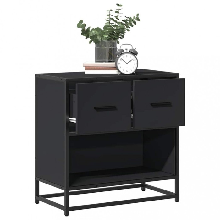 vidaXL Noptiera neagra 60x31x60 cm lemn prelucrat si metal 848694