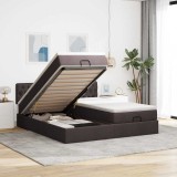 vidaXL Cadru de pat otoman cu saltele țesătură maro &icirc;nchis 200x200cm 3312025