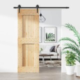 Cumpara ieftin Usa glisanta Natural si Negru 70 x 210 cm Lemn de Pin Solid