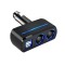 Adaptor priza auto, cu 2 USB, rotire 90&deg;, cu indicator LED, putere 120W, negru