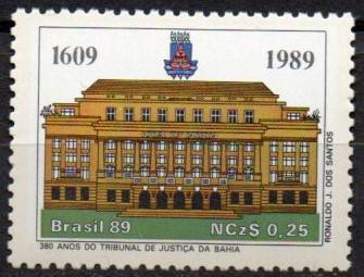 BRAZILIA 1989, Arhitectura, 380 de ani - Curtea de Justiție din Bahia, MNH foto