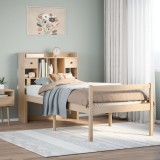 Cumpara ieftin Pat cu bibliotecă fără saltea, 90x200 cm, lemn masiv pin