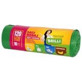 Saci menajeri / gunoi Brilli, pentru colectare selectiva, super rezistenti, verde, 120L, 10 buc