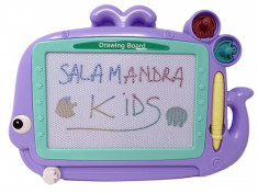 Tablita magnetica Salamandra Kids 2 in 1 cu creion si 2 stampile, Mov foto