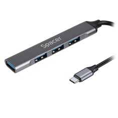 HUB extern SPACER, porturi USB:USB 3.0 X 1, USB 2.0 x 3, conectare prin TYPE-C, cablu 1m, aluminiu, (timbru verde 0.8 lei), &quot;SPHB-TYPEC-4U-01&quot;