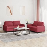 VidaXL Set de canapele cu perne, 2 piese, roșu vin, piele ecologică
