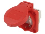 Conector alimentare AC 2P+PE 250V 16A roșu