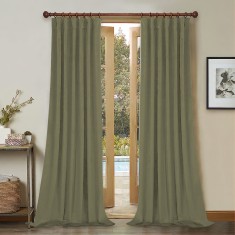 Draperie din catifea cu rejansa din bumbac tip fagure, Madison, 150x240 cm, densitate 700 g/ml, Hazel Wood, 1 buc