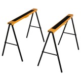 HOMCOM Set de 2 Capre Pliabile din Metal cu Suprafață Antiderapantă din EVA pentru Tăiere Lemn, Capacitate 125kg, Portocaliu și Negru | Aosom Romania