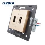 Priza dubla USB Livolo aurie pentru &icirc;ncarcare eleganta &icirc;ncastrata
