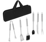 Cumpara ieftin Set 6 ustensile profesionale pentru gratar BBQ, otel inoxidabil, accesorii cu pensula si perie pentru curatare, husa neagra pentru transport, 0.757 kg