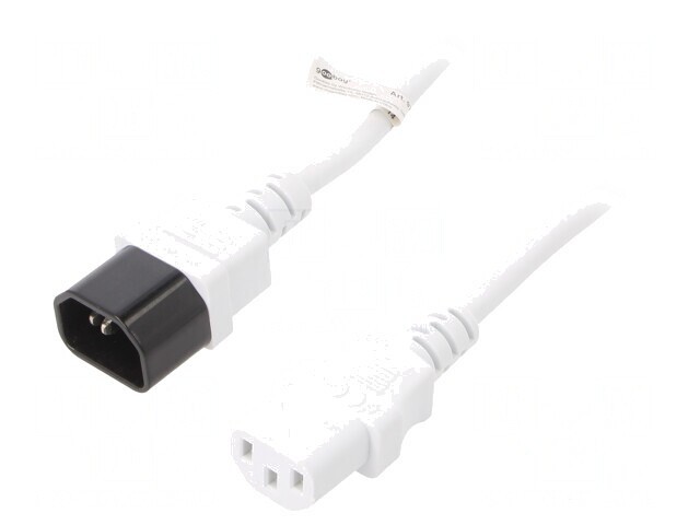 Cablu Alimentare IEC C13 C14 PVC Alb 2m 10A 250V