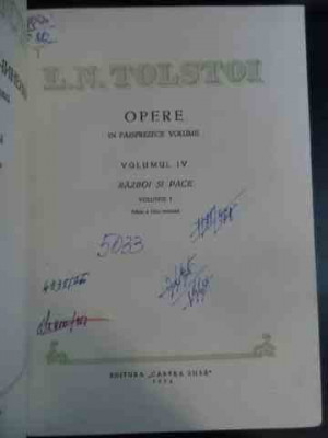 Opere Vol.iv Razboi Si Pace Vol.i - L.n. Tolstoi ,541798 foto