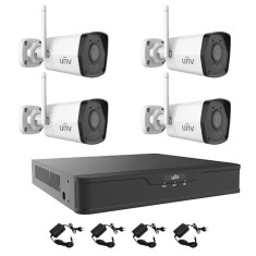 Sistem supraveghere 4 camere Wi-Fi IP 2MP, Smart IR 30m, microfon integrat, NVR 4 canale 4K UNV, accesorii SafetyGuard Surveillance foto