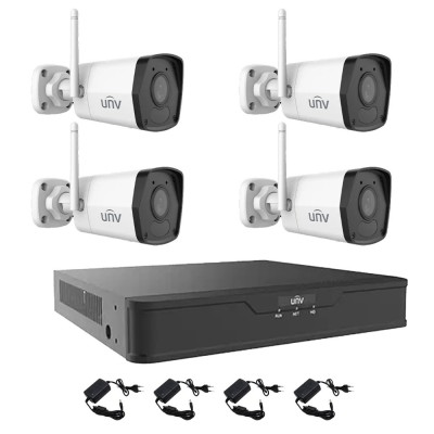 Sistem supraveghere 4 camere Wi-Fi IP 2MP, Smart IR 30m, microfon integrat, NVR 4 canale 4K UNV, accesorii SafetyGuard Surveillance foto