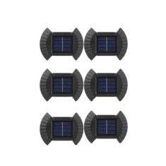 Set 6 lampi LED solare cu lumina bidirectionala pentru garduri, scari exterioare, senzor de lumina calda