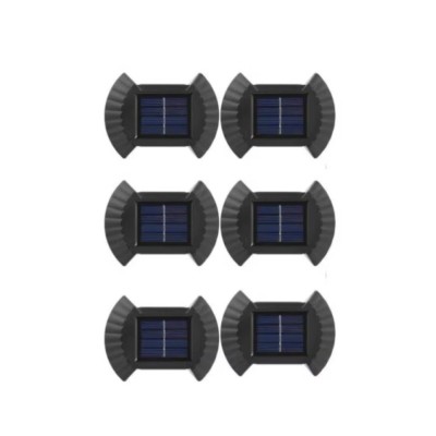 Set 6 lampi LED solare cu lumina bidirectionala pentru garduri, scari exterioare, senzor de lumina calda foto