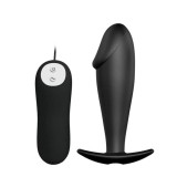 Dop Anal Cu Vibratii, Negru, 10 cm