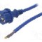 Cablu alimentare AC, 3m, 3 fire, culoare albastru, cabluri, CEE 7/7 (E/F) mufa, SCHUKO mufa, PLASTROL - W-98452