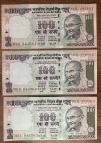 B11 22 - Bancnota foarte veche - India - 100 rupii - 2006 - trei bancnote serii consecutive
