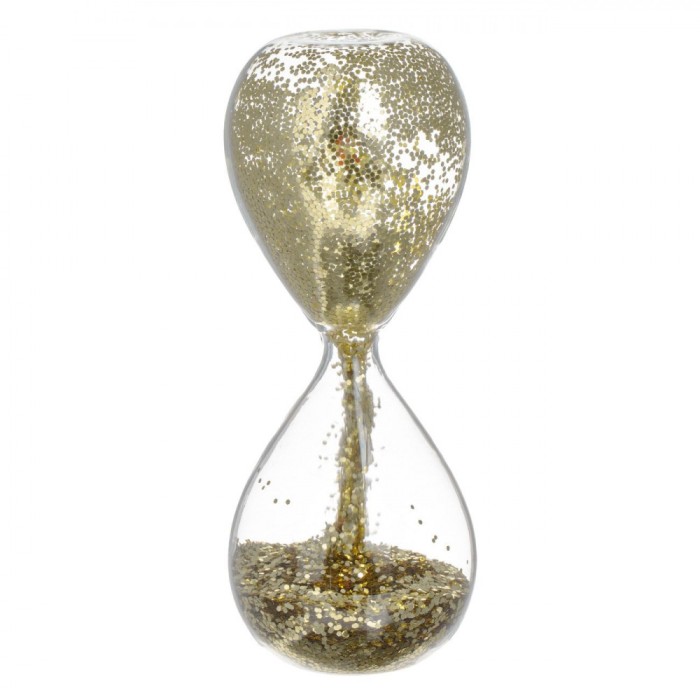Clepsidră Decorativă, Model 3D, Glitter Aurie, 5x13cm, Sticlă