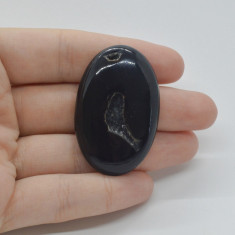 Cabochon agat negru druzy 44x28x8mm c81