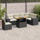 Cumpara ieftin Gossi set canapele de gradina cu perne, 7 piese, negru, poliratan
