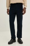 Tommy Jeans pantaloni de catifea cord culoarea albastru marin, drept, DM0DM20454
