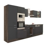 Mobilier de bucatarie Leziter Yorki 340 Modular, Corp Stejar York, Fata Antracit, Latime 300 cm