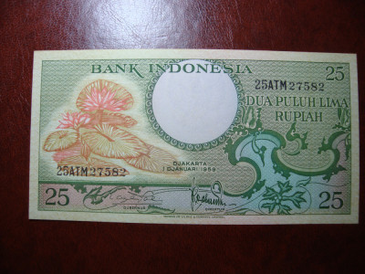 INDONEZIA 25 RUPII 1959 UNC foto