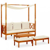 Banca gradina vidaXL cu baldachin, lemn masiv acacia, masa si suport picioare, perne incluse, 179x66x180 cm, maro