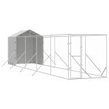 Cumpara ieftin Padoc exterior cu acoperis argintiu 2x10x2,5 m otel galvanizat