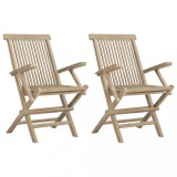 Scaune de gradina pliante 2 buc. gri 56x61x89 cm lemn masiv tec