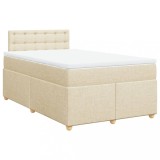 Cumpara ieftin Pat box spring cu saltea, crem, 120x200 cm, textil